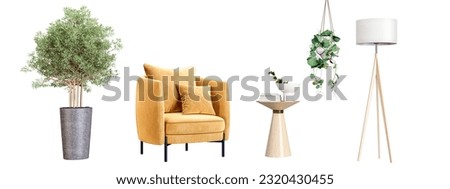 Interior modern living room in 3d rendering. Modern interior furniture set in 3d rendering Royalty-Free Stock Photo #2320430455