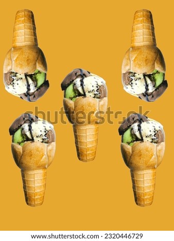 ice cream on a white background or a beautiful bright multicolored background