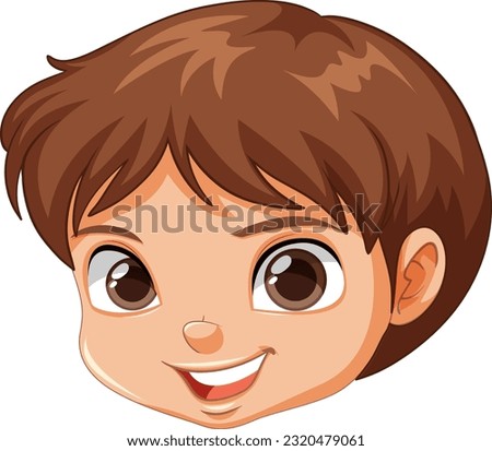 Cute boy face smiling illustration