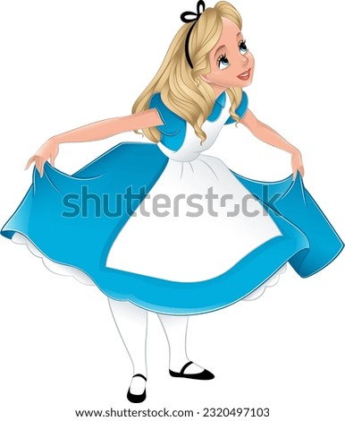 Alice from Wonderland bowing in a dress