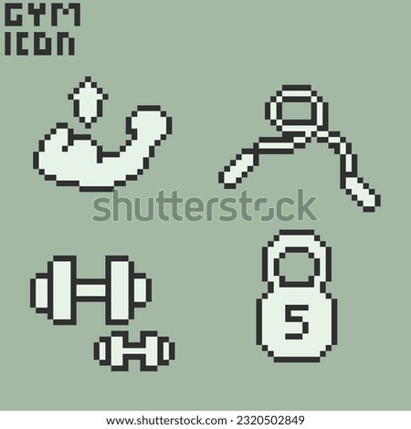 this is Gym and Sport icon use 1 bit style in pixel art with white color and green background ,this item good for presentations,stickers, icons, t shirt design,game asset,logo and your project.