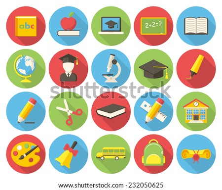 Education, modern flat icon with long shadow