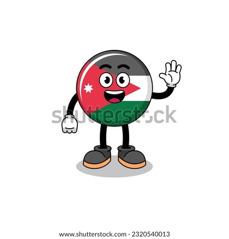 jordan flag cartoon doing wave hand gesture , character design