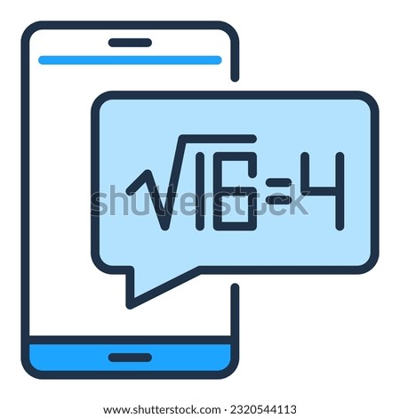 Square Root of 16 on Smartphone Screen vector Mathematics Science concept blue icon or design element