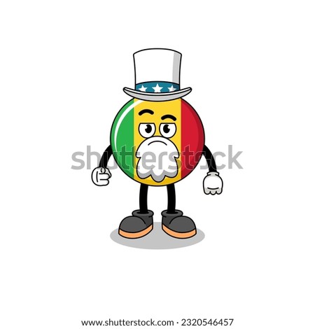 Illustration of mali flag cartoon with i want you gesture , character design