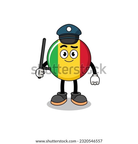 Cartoon Illustration of mali flag police , character design