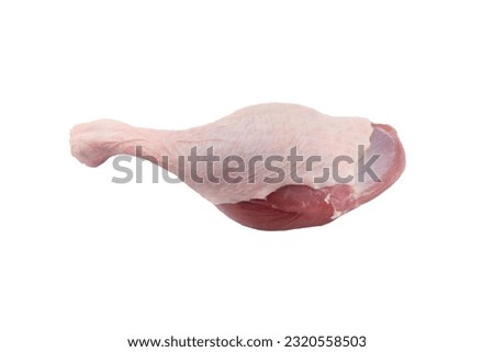 Fresh duck leg meat isolated on white background. Raw duck leg.