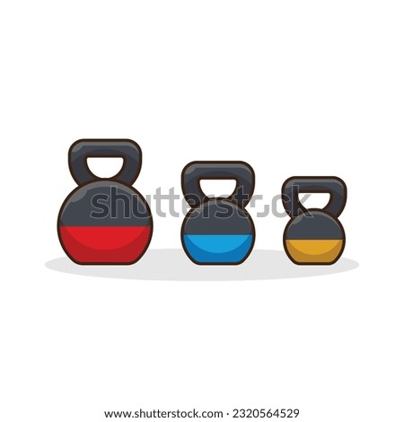 Set of gym kettlebells flat icon. Dumbbell, weight, Tool for sports and fitness. Sport and fitness symbol, color editable, Design elements for logo, label, sign, and emblem. Vector illustration