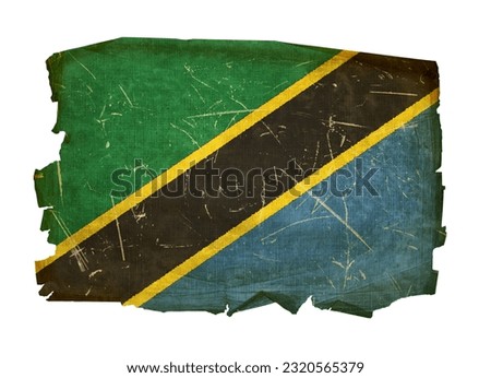 Tanzania flag old, isolated on white background