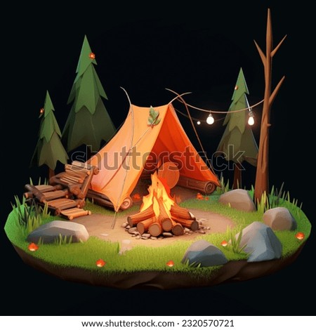  a cartoon style tent for camping