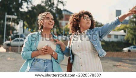 Friends, phone and selfie in a city for travel, fun or day off against an urban background. Women, social media and traveling influencer with photo or profile picture for blog, vlog or sightseeing