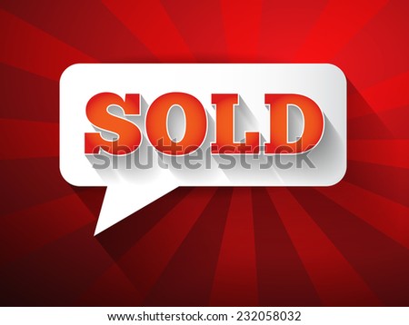 SOLD Message bubble, promotional background, presentation poster