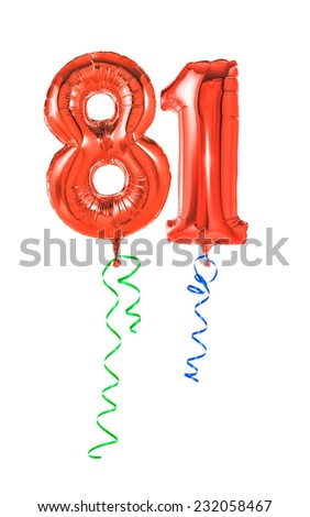 Red balloons with ribbon - Number 81