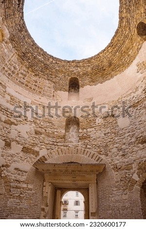 The 4th century Vestibule within the Diocletian Palace in Split, Croatia. Also called The Rotonda or The Atrium, it led from Peristil to the imperial apartments Royalty-Free Stock Photo #2320600177