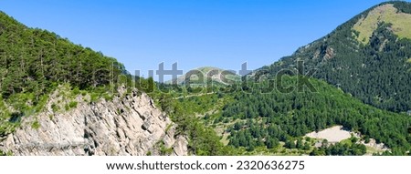 Mountain landscape in Andorra at summer . Vacation and travel concept. Wide photo.