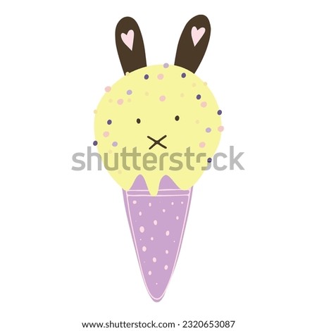 Vector illustrations of cute animals ice cream bunny.