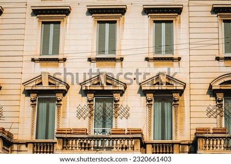 Beautiful building in Milan, Italy. Summer photography of the city. full frame