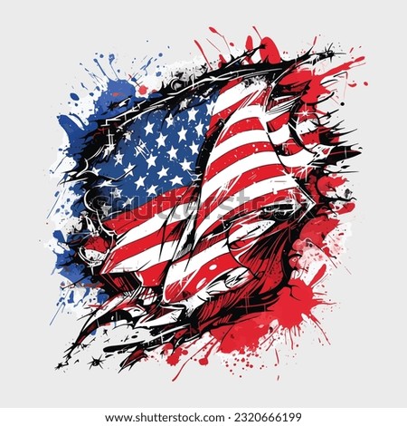 T-shirt graphic design American flag street art style New York