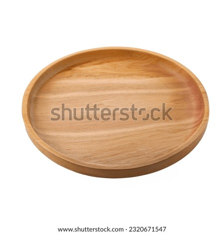 Wooden dish round isolate on white background. Royalty-Free Stock Photo #2320671547