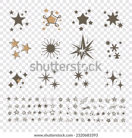 Collection of stars icons and stickers in retro style