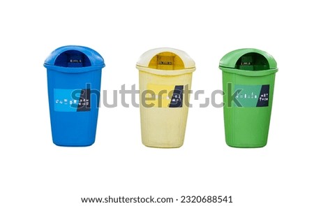plastic trash bins isolated on white background