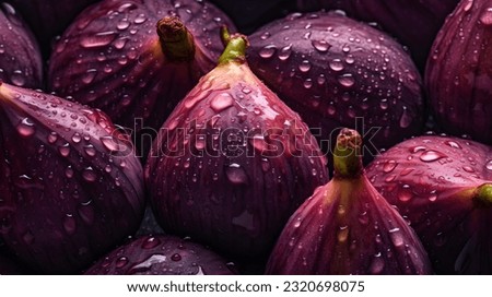 Overhead Shot of Figs with visible Water Drops. Close up.
 Royalty-Free Stock Photo #2320698075