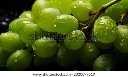 Overhead Shot of green Grapes with visible Water Drops. Close up.
 Royalty-Free Stock Photo #2320699519