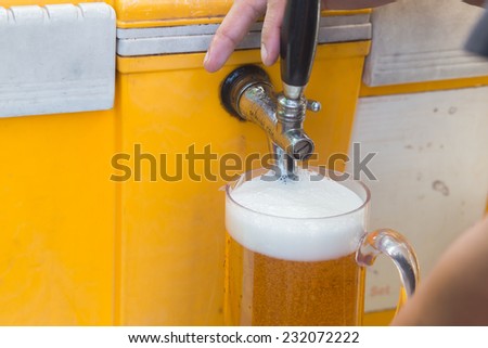 Draft beer dispenser in party or pub