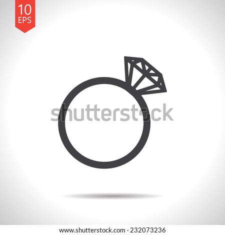 Vector gray flat wedding ring icon isolated on white. Eps10