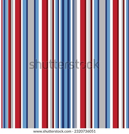 Vector seamless pattern. Abstract striped pattern. Blue and red shades with dark blue elements on a light background. 