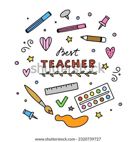 School vector clipart. Cute school doodles. Teacher clip art