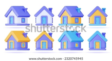 Home 3d vector in a minimalistic style for the interface of applications and web pages. Plastic render of house on isolated white background. 3d cartoon illustration symbol of security and protection. Royalty-Free Stock Photo #2320745945