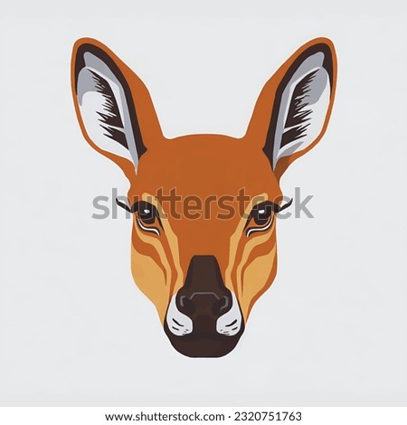 Wildlife cute kangaroo head character in flat cartoon style. vector illustration