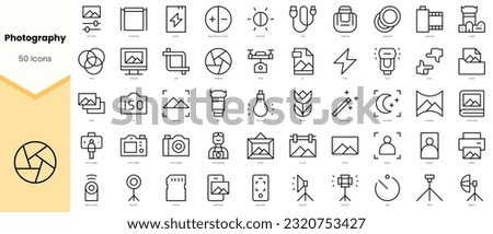 Set of photography Icons. Simple line art style icons pack. Vector illustration Royalty-Free Stock Photo #2320753427