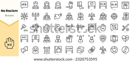 Set of no racism Icons. Simple line art style icons pack. Vector illustration Royalty-Free Stock Photo #2320753595