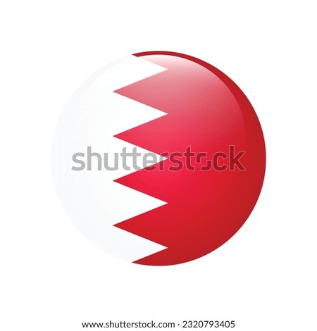 The flag of Bahrain. Flag icon. Standard color. The round flag. 3d illustration. Computer illustration. Digital illustration. Vector illustration.