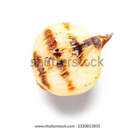 Tasty grilled onion piece on white background Royalty-Free Stock Photo #2320815835