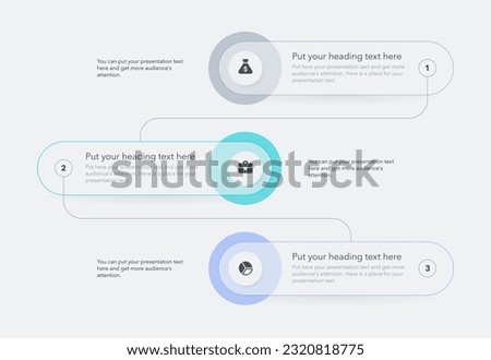 Simple vertical process infographic template with three options. Flat presentation diagram with thin lines and minimalistic icons. Royalty-Free Stock Photo #2320818775