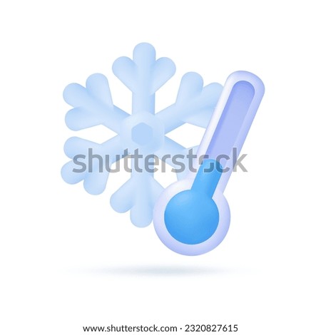 3D weather forecast icons snowy winter clouds Cold weather. 3d illustration. Royalty-Free Stock Photo #2320827615