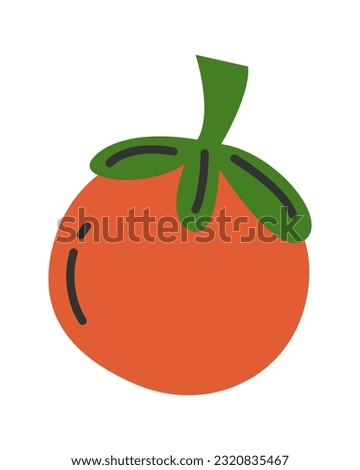 Fresh red tomato. Flat cartoon style vector illustration isolated on white background.