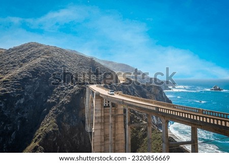 Driving on the Pacific Coast Highway One in Kalifornia Royalty-Free Stock Photo #2320856669
