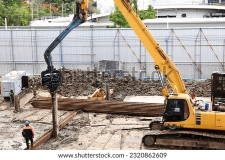Pile Pressing Machine on the Construction Site