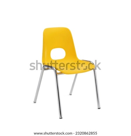 Small yellow chair for children isolated on white background