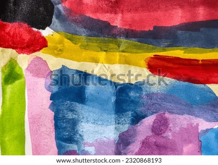 A colorful watercolor paint background in a children's color doodle style. Royalty-Free Stock Photo #2320868193