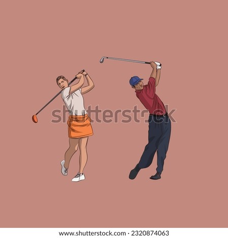 Golfer golf sport game golfing man young silhouette illustration. Golfer vector