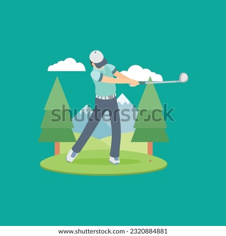 Golfer golf sport game golfing nature man young silhouette illustration. Golfer vector