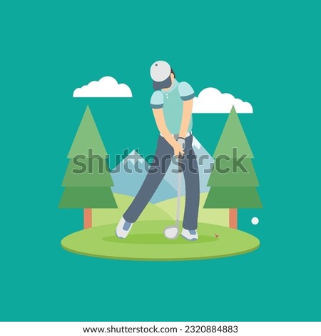 Golfer golf sport game golfing nature man young silhouette illustration. Golfer vector