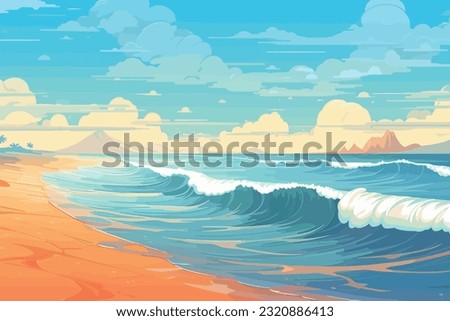 empty nature beach ocean coastal landscape, vector illustration