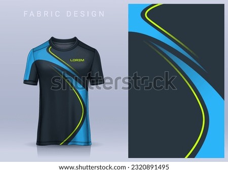 Fabric textile design for Sport t-shirt, Soccer jersey mockup for football club. uniform front view. Royalty-Free Stock Photo #2320891495