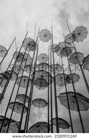 Тhe umbrellas. Umbrellas of thessalonica. The footage was shot in Greece.